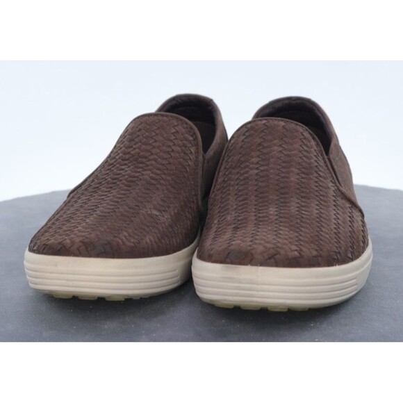 ECCO Soft 7 Men\'s Woven Slip On Loafers Shoes Size EU 41 US 7-7.5 Leather Taupe